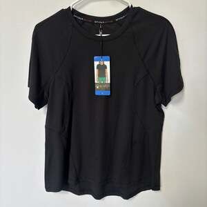 Spyder Active Women's UPF 50+ Ribbed Short Sleeve T-Shirt Black Size L Black